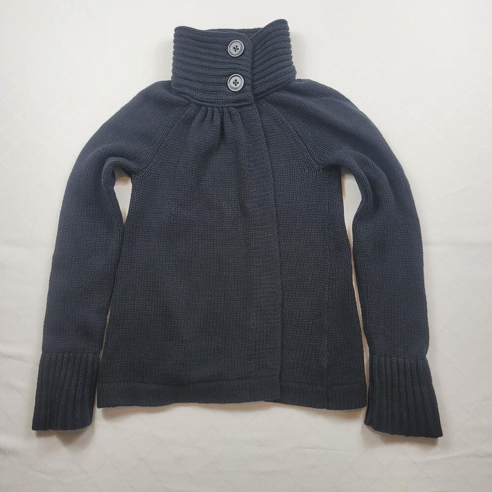 VTG Y2K 2000's Old Navy Black High Neck Chunky Open Women's M Cardigan Jumper
